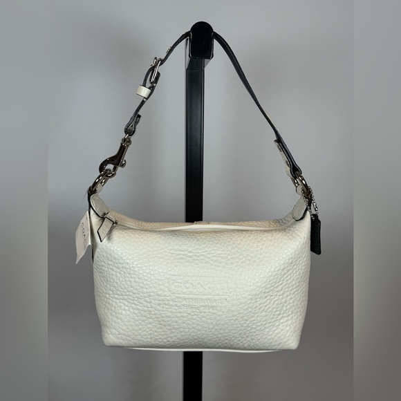 Coach Handbags - Coach White Pebbled Leather Baguette Bag – NWT flaws